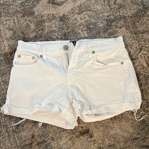 GAP White Jean Shorts with Distressed Hem